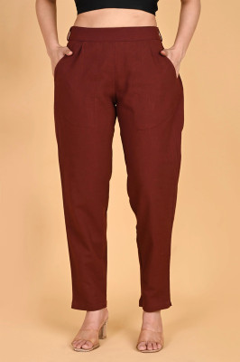 Oxinexx Regular Fit Women Maroon Trousers