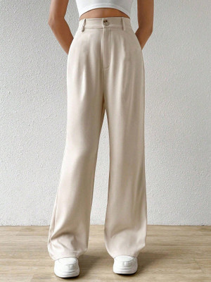 Aahwan Straight Fit Women Beige Trousers