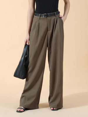 SHOWOFFFF Relaxed Women Khaki Trousers