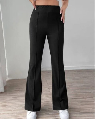 ABFY ZOO Flared Women Black Trousers