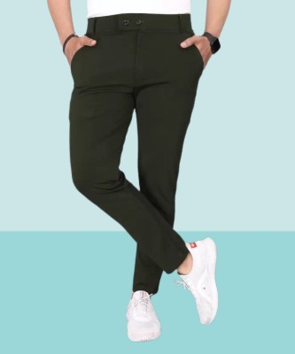 COMBRAIDED Regular Fit Men Dark Green Trousers