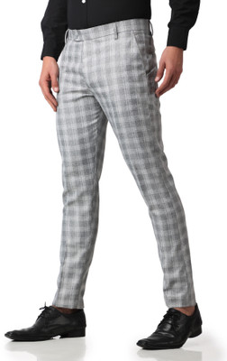 SYLZON Slim Fit Men Grey Trousers