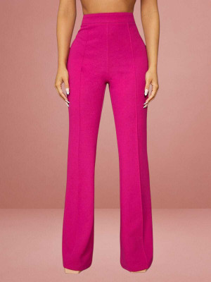 lookskky Comfort Fit Women Pink Trousers