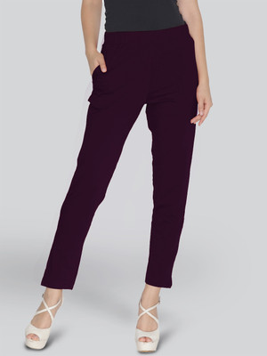 Lyra Slim Fit Women Purple Trousers