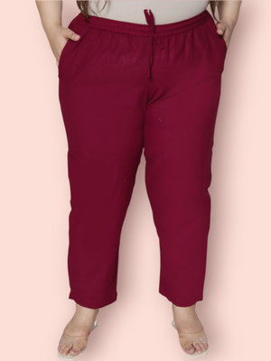 Prin Fashion House Regular Fit Women Maroon Trousers