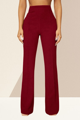 AKOTTY Comfort Fit, Regular Fit Women Maroon Trousers