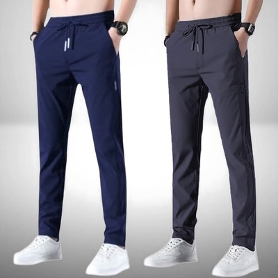 seri choice Solid Men Dark Blue, Grey Track Pants