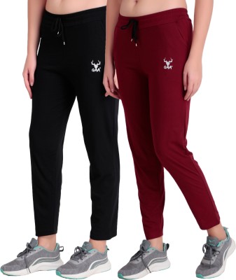 GAA Regular Fit Women Black, Maroon Trousers