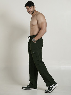 House Of Heroes Loose Fit Men Dark Green Trousers