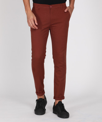 The Indian Garage Co. Slim Fit Men Brown Trousers
