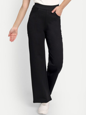 Broadstar Straight Fit Women Black Trousers