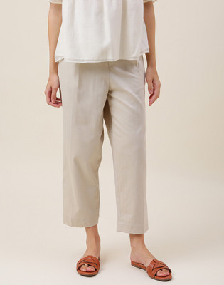 Fabindia Regular Fit Women Beige Trousers