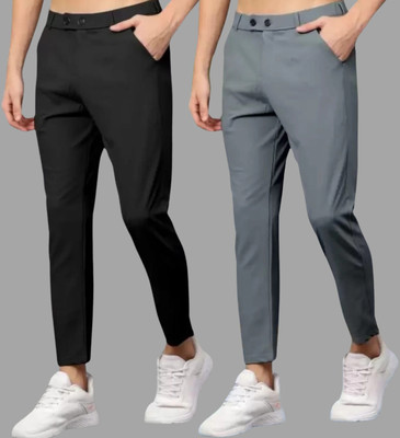 Jkgarment Regular Fit Men Black, Grey Trousers