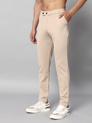 Vogaan Slim Fit Men Beige Trousers