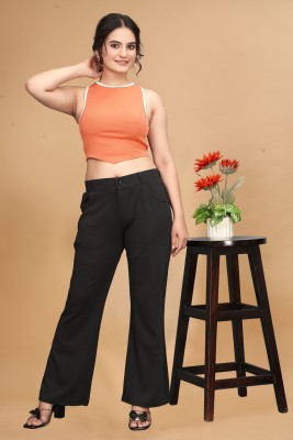 GIBBONTE Loose Fit Women Black Trousers