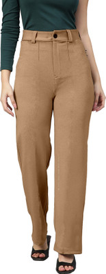 Mehrang Comfort Fit Women Beige Trousers