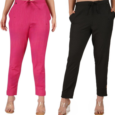 retailbees Regular Fit Women Pink, Black Trousers