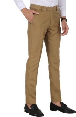 GhabaCreation Slim Fit Men Khaki Trousers