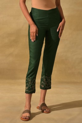 W Slim Fit Women Dark Green Trousers