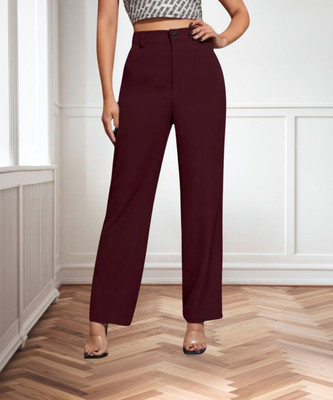 NEYSA Regular Fit Women Maroon Trousers