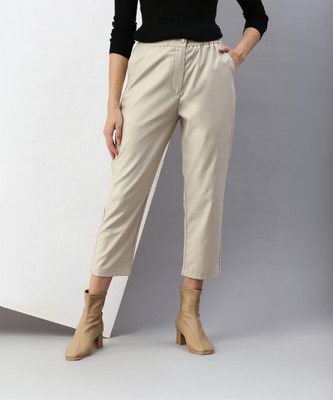 De Moza Relaxed Women Beige Trousers
