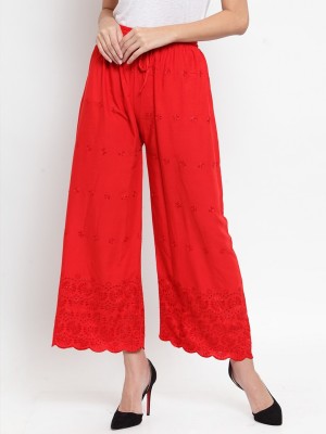 TANESHE Straight Fit, Flared, Regular Fit, Comfort Fit Women Red Trousers