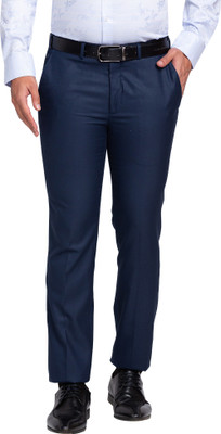 PARK AVENUE Slim Fit Men Blue Trousers