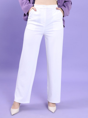 Tokyo Talkies Regular Fit Women White Trousers