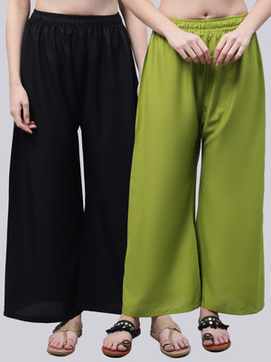 VALLES365 by S.c. Flared Women Light Green, Black Trousers