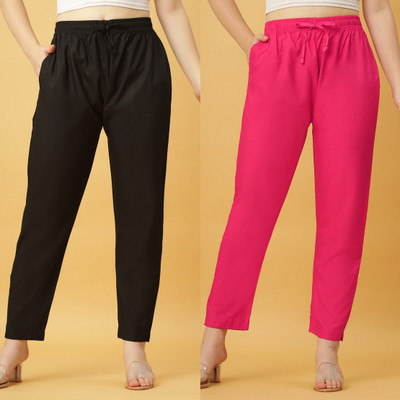 GANIX FASHION THAT DEFINE YOU Regular Fit Women Black, Pink Trousers