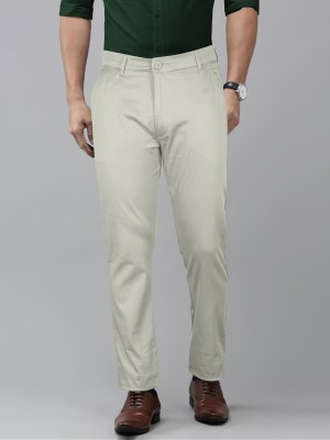 JUST BLACK Slim Fit Men Cream Trousers