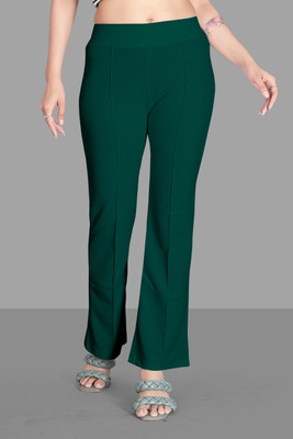 XHE Regular Fit Women Green Trousers