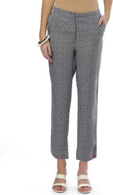 BIBA Slim Fit Women Dark Blue Trousers