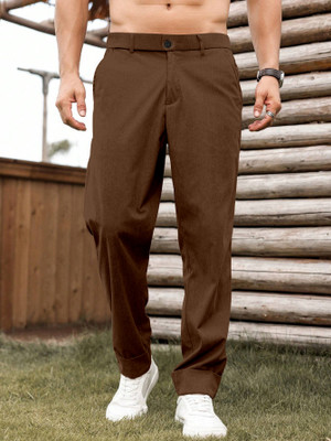 Rajovati Slim Fit Men Brown Trousers