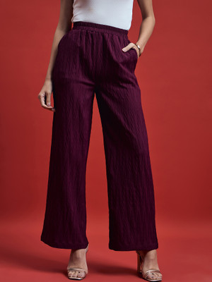 Dressberry Regular Fit Women Purple Trousers