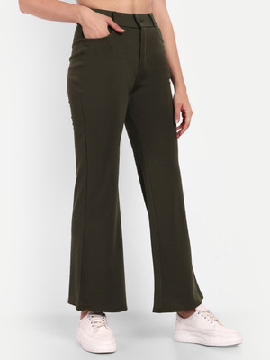 Broadstar Flared Women Green Trousers