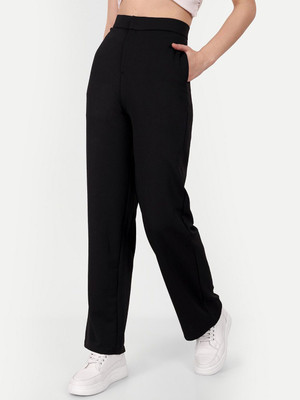 Broadstar Straight Fit Women Black Trousers