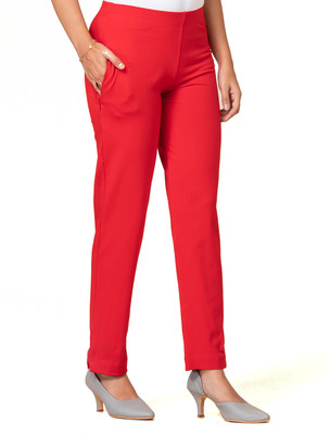 Ruby Straight Fit Women Red Trousers