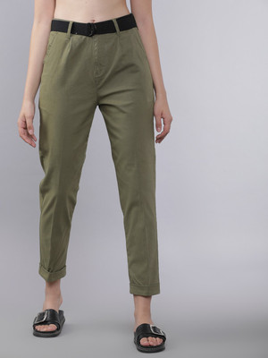 Tokyo Talkies Regular Fit Women Green Trousers