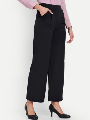 Broadstar Straight Fit Women Black Trousers