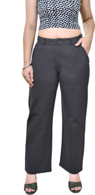 Urban weave Regular Fit Women Grey Trousers