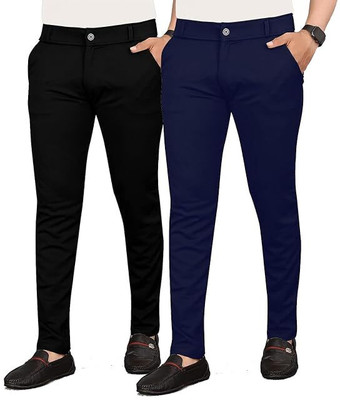 KENDORE Regular Fit Men Black, Dark Blue Trousers