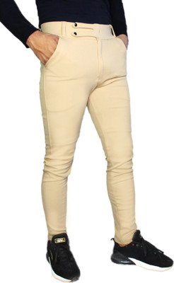 SK Clasy Slim Fit Men Beige Trousers