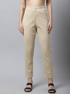Annu Aarna Comfort Fit Women Beige Trousers