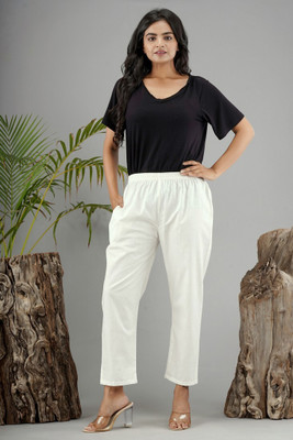 Krishna fashion Straight Fit Women White Trousers