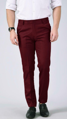 The DS Regular Fit Men Maroon Trousers