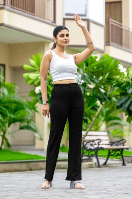 SAKHWALA Straight Fit Women Black Trousers