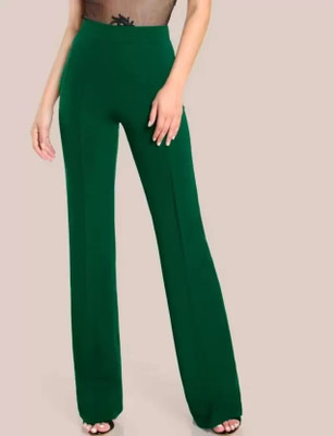 GLOWIC Relaxed Women Dark Green Trousers