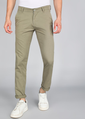 PROVOGUE Slim Fit Men Light Green Trousers