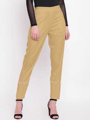 FLOREOS Regular Fit Women Gold Trousers